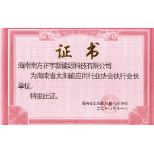 2018年執(zhí)行會長單位證書